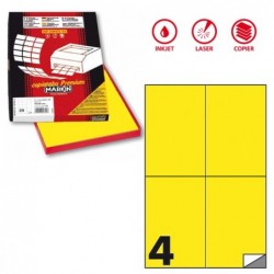 Etichette adesive C/519 in carta permanenti 105 x 148,5 mm 4 et/fg 100 fogli giallo fluo Markin