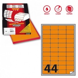 Etichette adesive A/406 in carta permanenti 47,5 x 25,5 mm 44 et/fg 100 fogli arancio fluo Markin