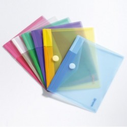 Buste con bottone in velcro 25 x 13,5 cm PP colori assortiti Djois conf. 6 pezzi