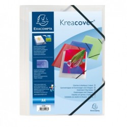 Cartella personalizzabile Kreacover® con elastico PP 24x32 cm bianco trasparente Exacompta