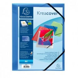 Cartella personalizzabile Kreacover® con elastico PP 24x32 cm blu trasparente Exacompta