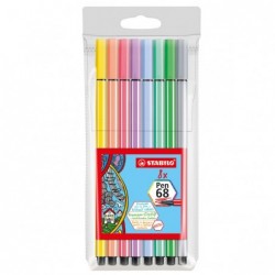 Pennarelli Pen 68 colori assortiti pastello Stabilo busta 8 pezzi