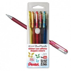 Roller gel Hybrid Dual Metallic punta 1,0mm 5 colori assorititi Pentel astuccio 5 roller