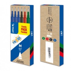 Refill a sfera Frixionball punta 0,7mm 3 blu, 1 nero, 1 rosso, 1 verde Pilot conf. 6 pezzi