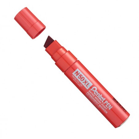 Marcatore permanente N50XL punta scalpello rosso Pentel