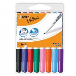 Pennarello Whiteboard Marker Velleda 1741 punta tonda 1,4 mm colori assortiti Bic astuccio 8 pezzi