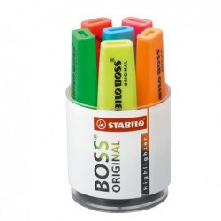 Evidenziatore Boss Original punta a scalpello tratto 2 5 mm colori assortiti Stabilo cilindro 6 pezzi