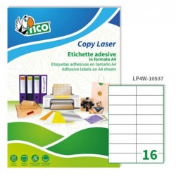 Etichette adesive LP4W in carta laser permanenti 105 x 37 mm 16 et/fg 100 fogli bianco Tico