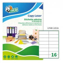 Etichette adesive LP4W in carta con margini laser permanenti 105 x 36 mm 16 et/fg 100 fogli bianco Tico