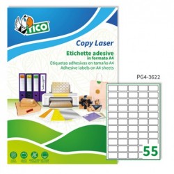 Etichette adesive PG4 in carta permanenti 36 x 22 mm 55 et/fg 100 fogli bianco lucido Tico