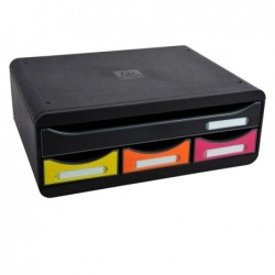 Cassettiera Toolbox 27 x 35,5 x 13,5 cm 4 cassetti nero/arlecchino Exacompta