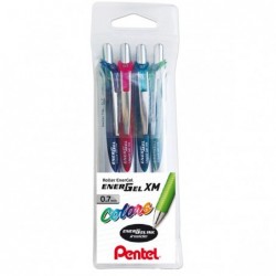 Roller scatto Energel XM punta 0,7 mm colori assortiti Pentel astuccio 4 pezzi