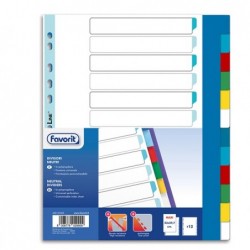 Divisori Neutri a 12 tacche PP A4 maxi colori assortiti Favorit