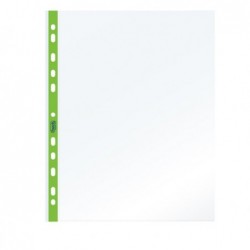 Buste forate PPL con banda verde neon liscia 22 x 30 cm Favorit conf. 25 pezzi