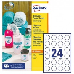 Etichette adesive tonde L4850 in carta rimovibili diametro 37 mm 24 et/fg 25 fogli bianco Avery