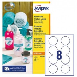 Etichette adesive tonde L4850 in carta rimovibili diametro 63,5 mm 8 et/fg 25 fogli bianco Avery