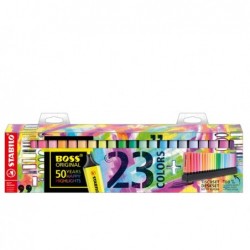 Evidenziatori Boss Original colori assortiti fluo + pastel Stabilo deskset 23 pezzi