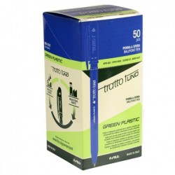 Penna sfera Tratto Uno Green punta media 1 mm blu Tratto conf. 50 pezzi