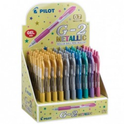 Roller gel scatto G2 0,7 mm colori assortiti metallic Pilot Display 60 pezzi