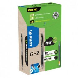 Penna roller gel scatto G2 punta 0,7 mm 12 refill inclusi nero Pilot conf. 12 pezzi