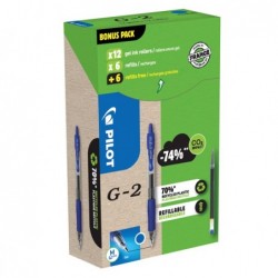 Penna roller gel scatto G2 punta 0,7 mm 12 refill inclusi blu Pilot conf. 12 pezzi