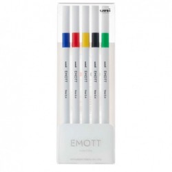 Fineliner Emott tratto 0.4 mm colori assortiti vivid Uni Mitsubishi conf. 5 pezzi