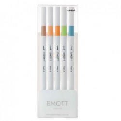 Fineliner Emott tratto 0.4 mm colori assortiti nature Uni Mitsubishi conf. 5 pezzi