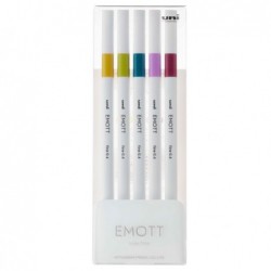 Fineliner Emott tratto 0.4 mm colori assortiti retrò Uni Mitsubishi conf. 5 pezzi