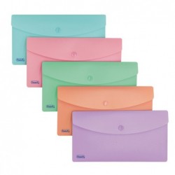 Buste con bottone PPL 9,9 x 21 cm colori assortiti Pastel Favorit conf. 5 pezzi