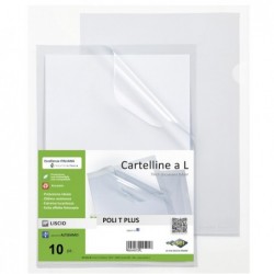 Cartelline a L Poli T Plus alto spessore PP 30 x 42 cm trasparente Sei rota conf.10 pezzi