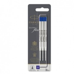 Refill sfera QuinkFlow punta media metallo blu Parker blister 3 pezzi