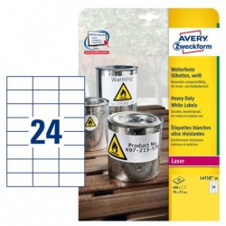 Etichette adesive L4718 in poliestere laser permanenti 70 x 37 mm 24 et/fg 20 fogli bianco Avery