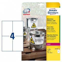 Etichette adesive L4719 in poliestere laser permanenti 105 x 148 mm 4 et/fg 20 fogli bianco Avery