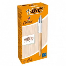 Penna sfera a scatto 4 colori Wood 1.0 mm Bic conf. 12 pezzi