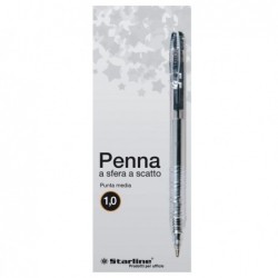 Penna a sfera a scatto punta 1,0mm nero Starline conf. 20 pezzi