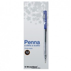 Penna a sfera a scatto punta 1,0mm blu Starline conf. 20 pezzi