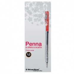 Penna a sfera a scatto punta 1,0mm rosso Starline conf. 20 pezzi