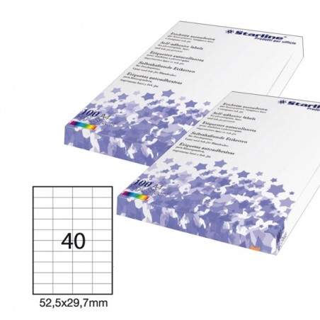 Etichette adesive in carta permanenti 52,5 x 29,7 mm 40 et/fg 100 fogli bianco Starline