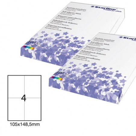 Etichette adesive in carta permanenti 105 x 148,5 mm 4 et/fg 100 fogli bianco Starline