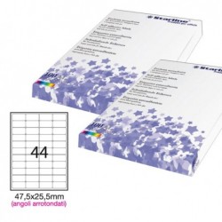 Etichette adesive in carta angoli arrotondati permanenti 47,5 x 25,5 mm 44 et/fg 100 fogli bianco Starline