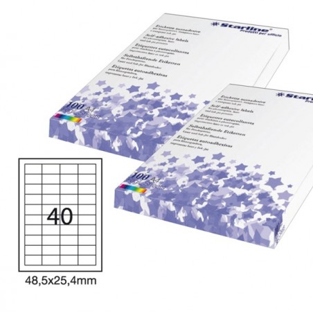 Etichette adesive in carta permanenti 48,5 x 25,4 mm 40 et/fg 100 fogli bianco Starline