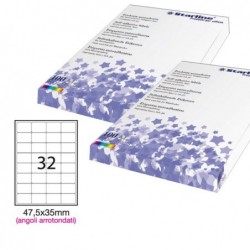 Etichette adesive in carta angoli arrotondati permanenti 47,5 x 35 mm 32 et/fg 100 fogli bianco Starline