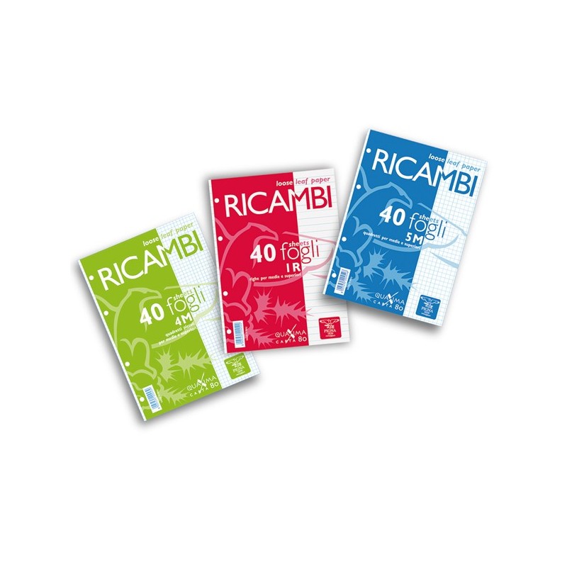 Ricambi forati Quaxima A4 4 mm 80 gr 40 fogli Pigna