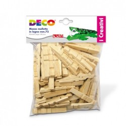 Mezze mollette legno 72mm DECO sacchetto 100 pezzi