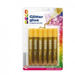 Blister colla glitter 10,5 ml oro Deco conf. 6 pezzi