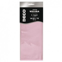 Carta velina 20 gr 50 x 76 cm rosa Deco busta 5 fogli