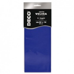 Carta velina 20 gr 50 x 76 cm blu Deco busta 5 fogli