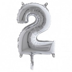 Palloncino numero 2 H 36 cm mylar argento Big party