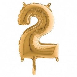 Palloncino numero 2 H 36 cm mylar oro Big party