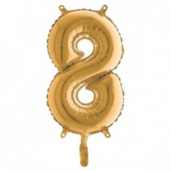 Palloncino numero 8 H 36 cm mylar oro Big party